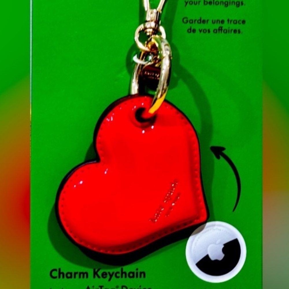 KATE SPADE HEART AIRTAG BAG CHARM EUC
